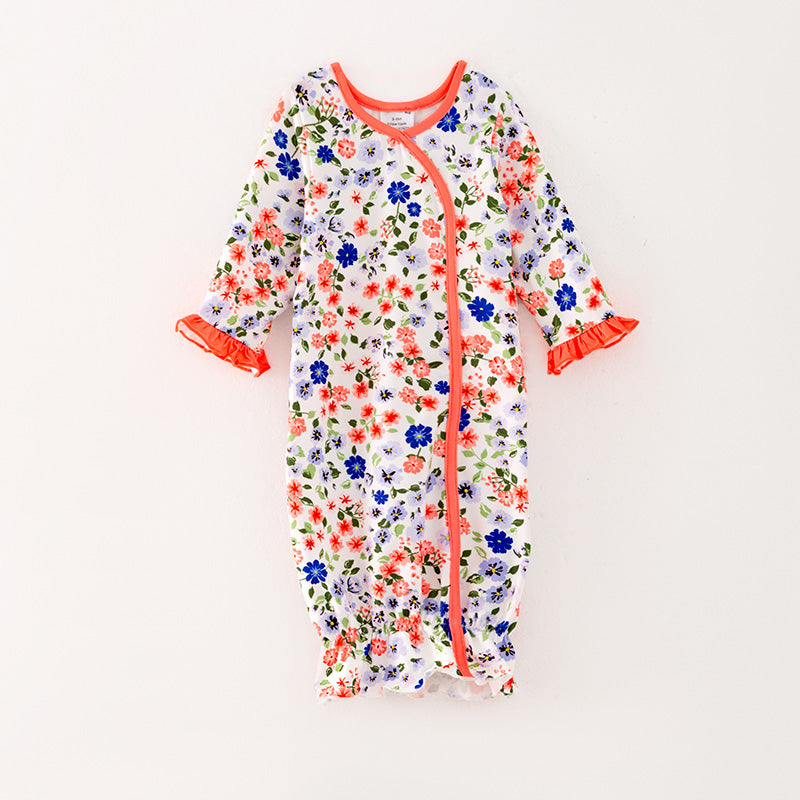 (In Stock G28-01-02)Baby Girls Floral Print Baby Gown