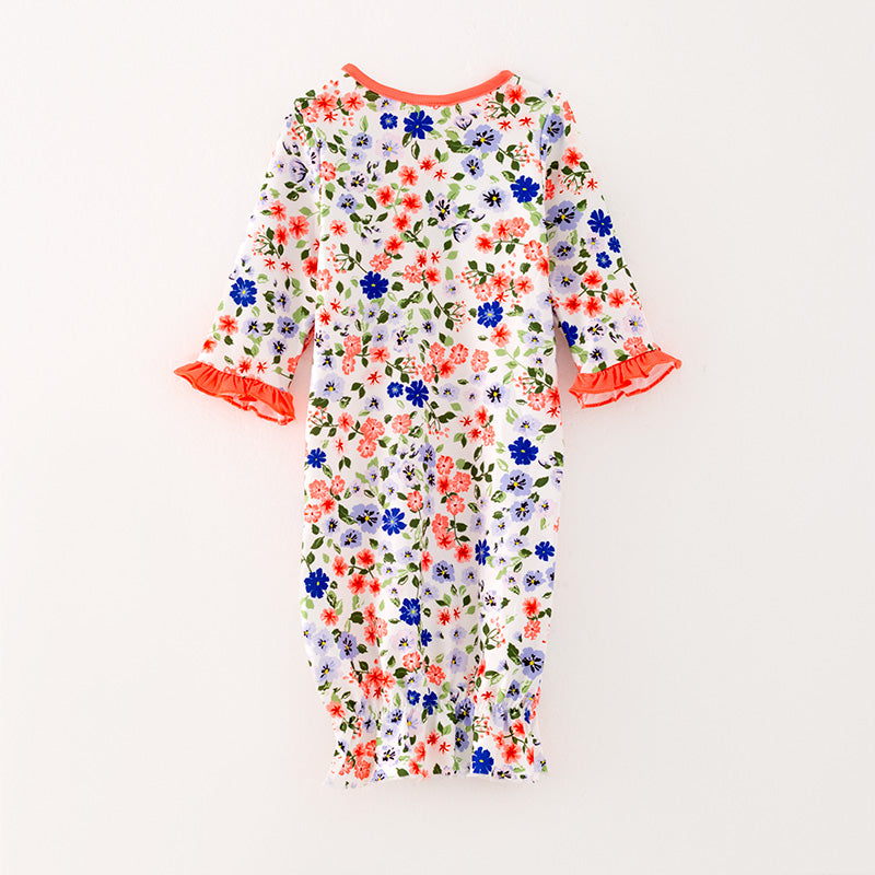 (In Stock G28-01-02)Baby Girls Floral Print Baby Gown