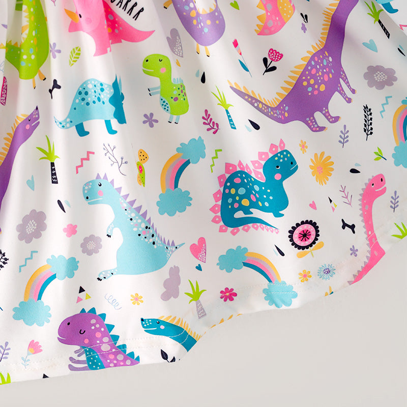 (In Stock G28-02-01)Girls Dinosaur Print Dress