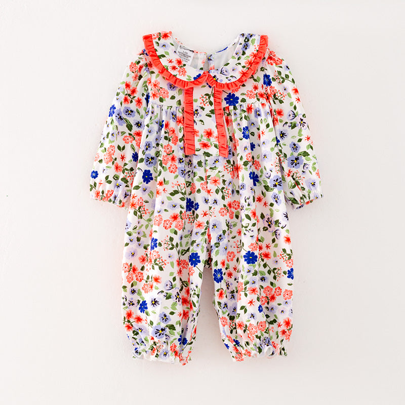 （In Stock G31-04-01）Baby Girls Floral Print Romper