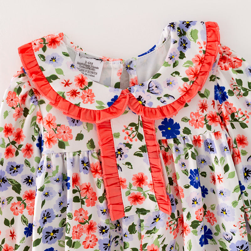 （In Stock G31-04-01）Baby Girls Floral Print Romper