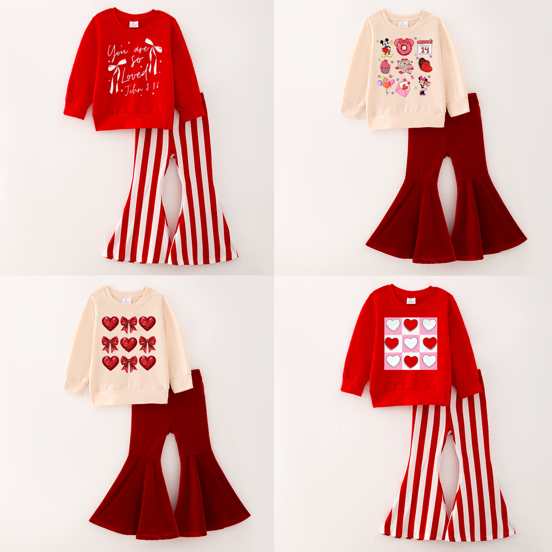 （Pre Order）Girls Valentine's Day Print Outfit Set