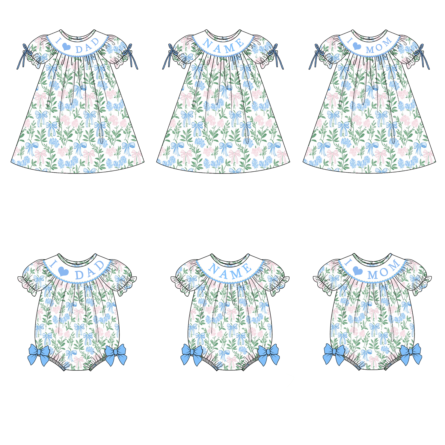 （Pre Order）Sisters Spring and Summer Embroidery Smocked Dress＆Romper