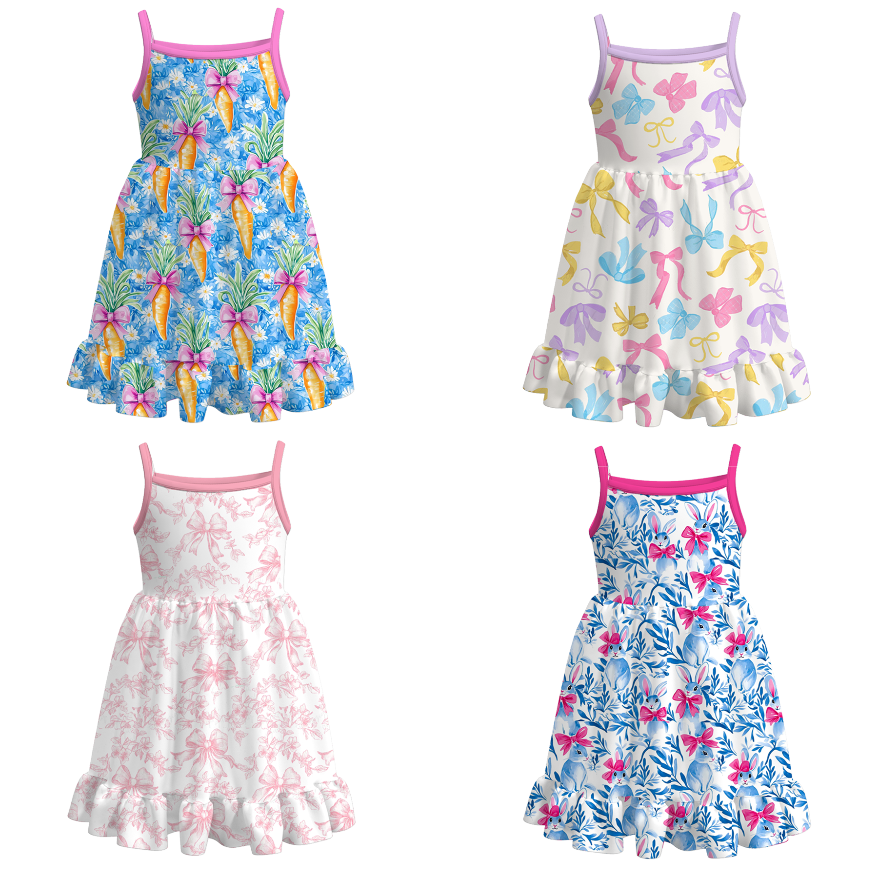 （Pre Order）Girls Easter Bunny Print Slip Dress