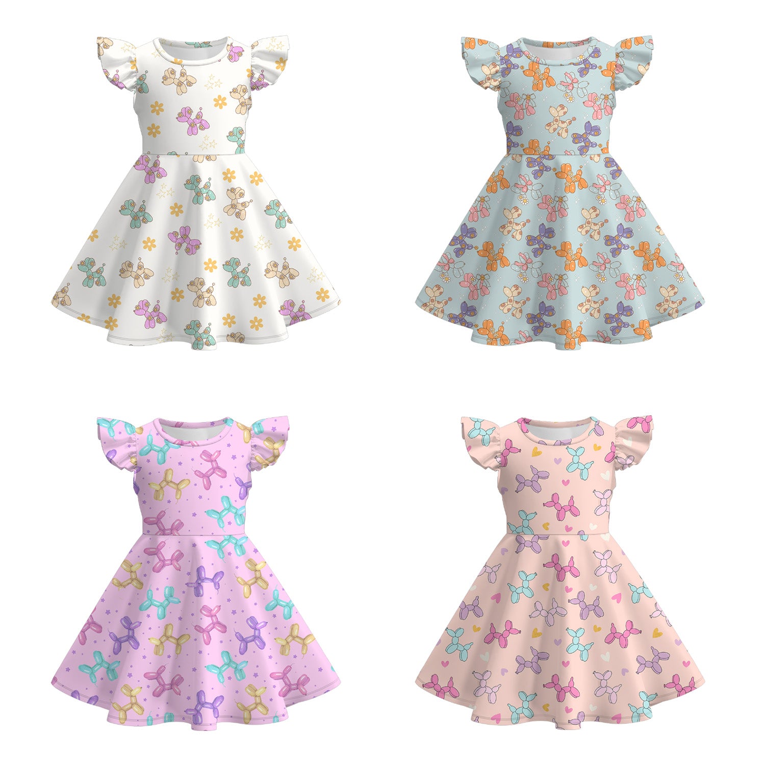 （Pre Order）Girls Spring and Summer Birthday Print Dress