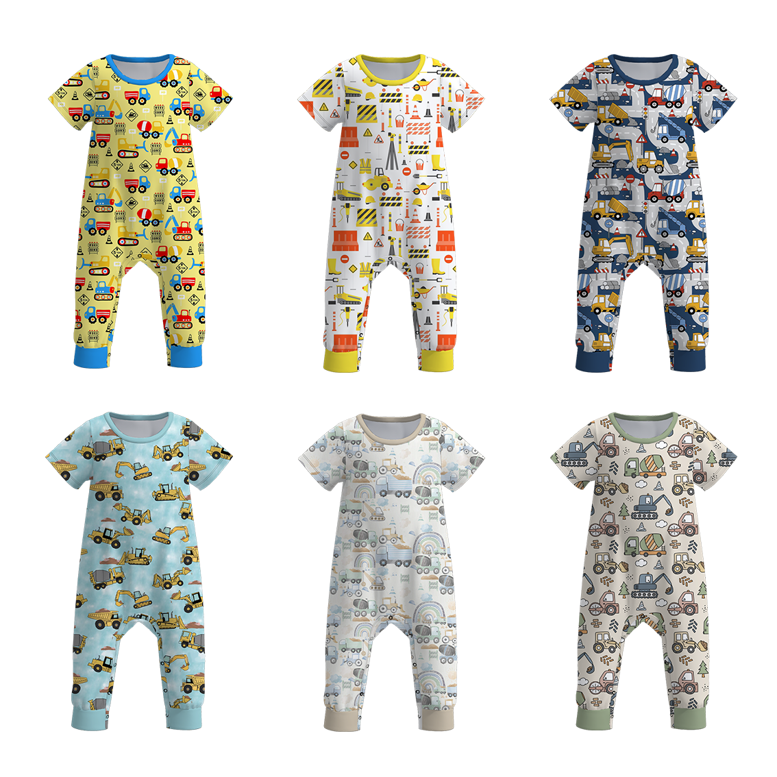 Baby Boy's Digger Truck Print Romper