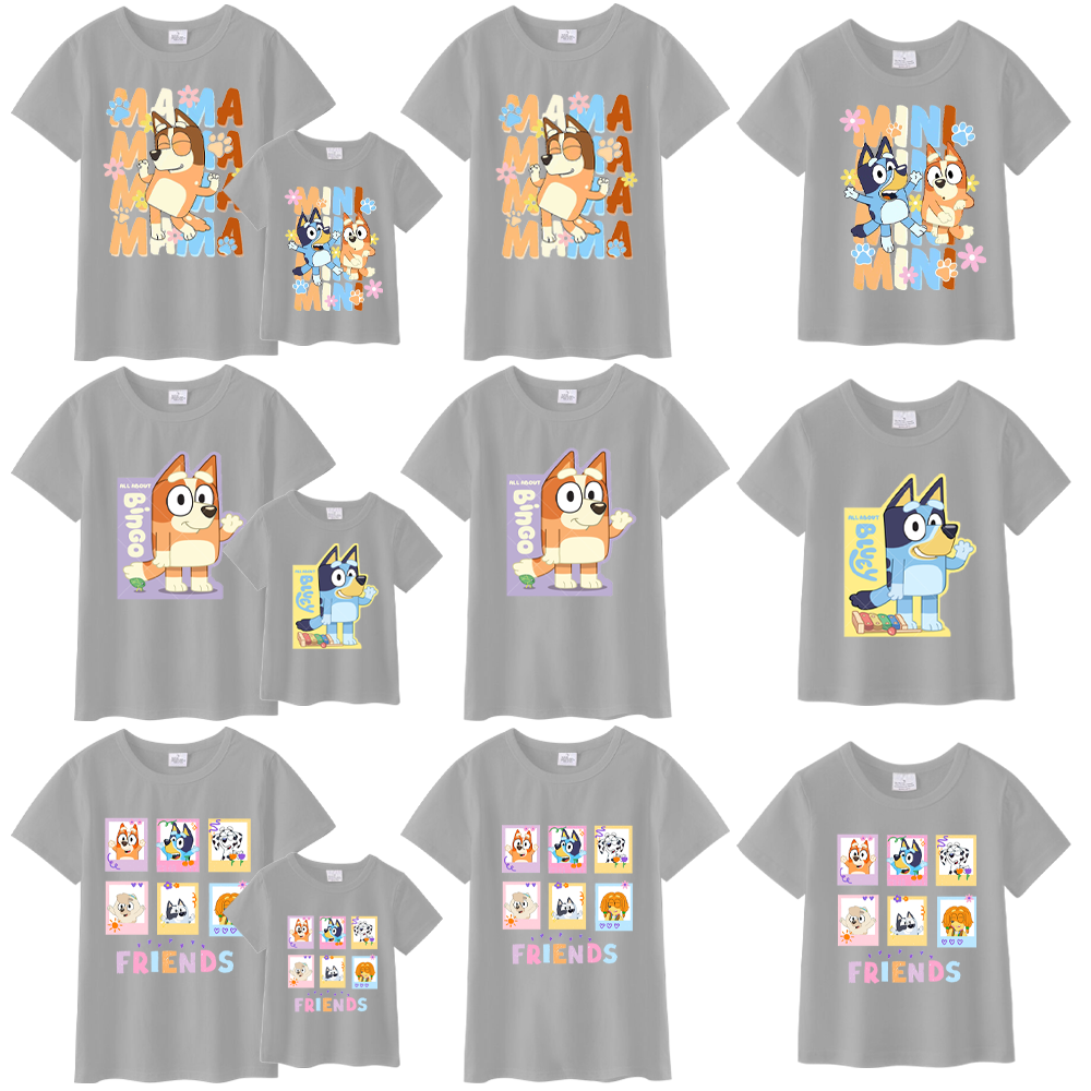 (Pre Order)Mommy & Me Grey Short Sleeves Cotton T-Shirts