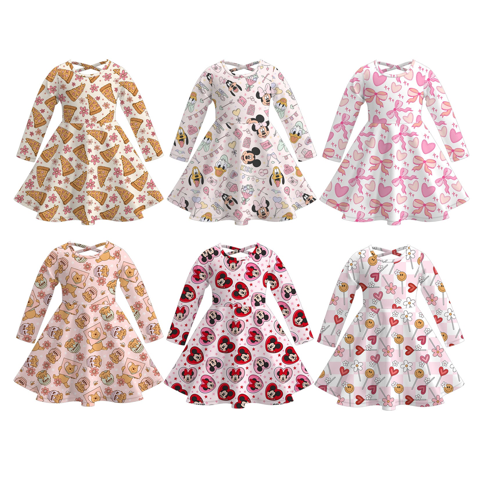 （Pre Order）Girls Valentine's Day Cartoon Print Dress