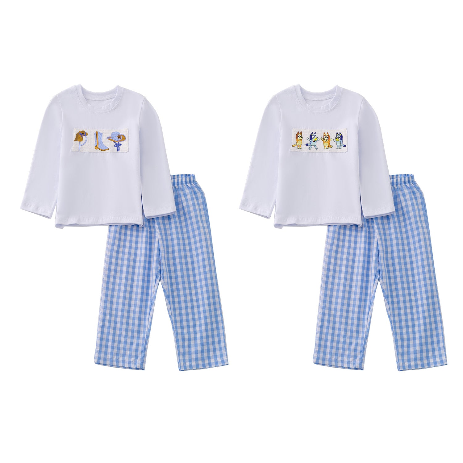 （Pre Order）Boys Cartoon Embroidery Smocked Outfit Set