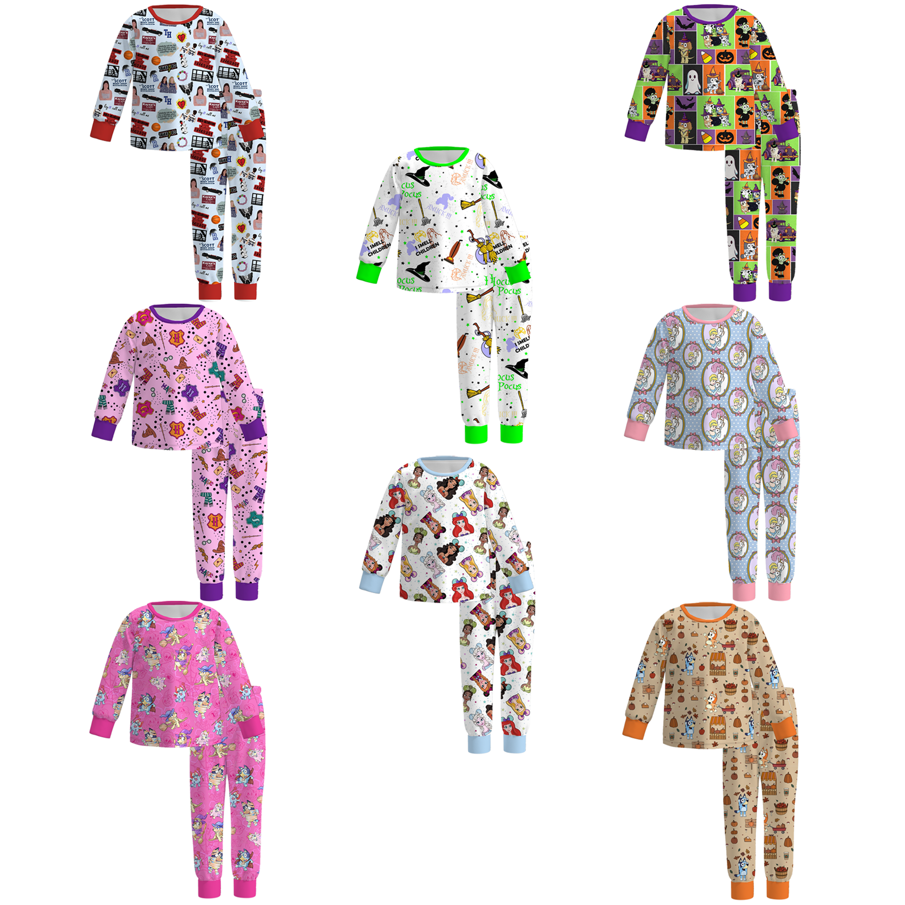 （Pre Order）Girls Halloween Cartoon Print Pajamas