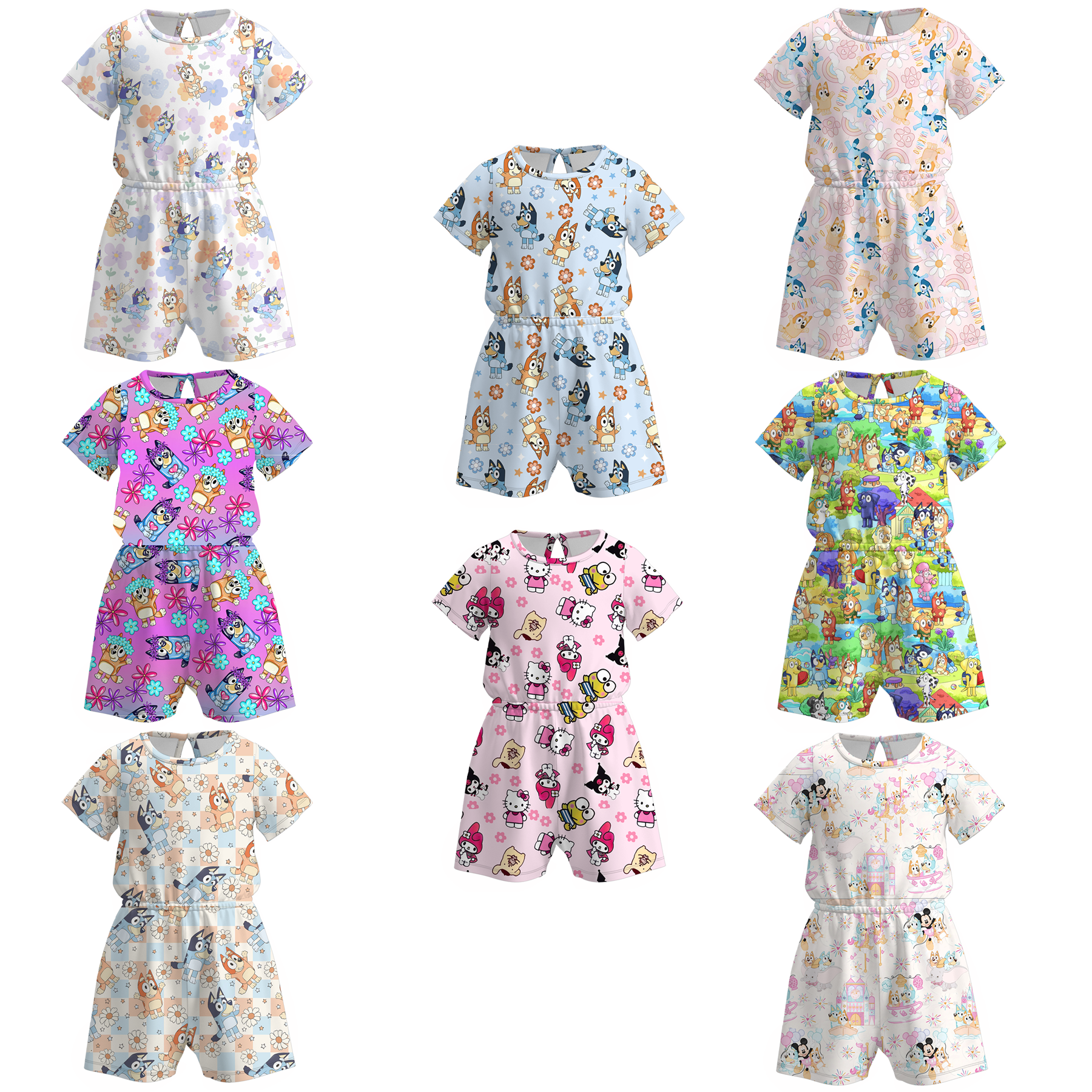 （Pre Order）Girls Cute Cartoon Print Jumpsuit