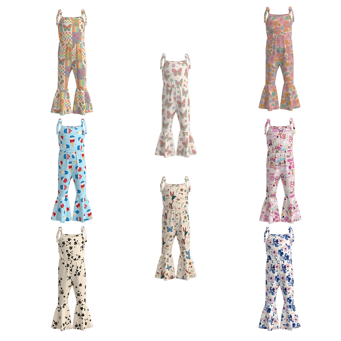 （Pre Order）Summer Girls Floral TS Print Jumpsuit