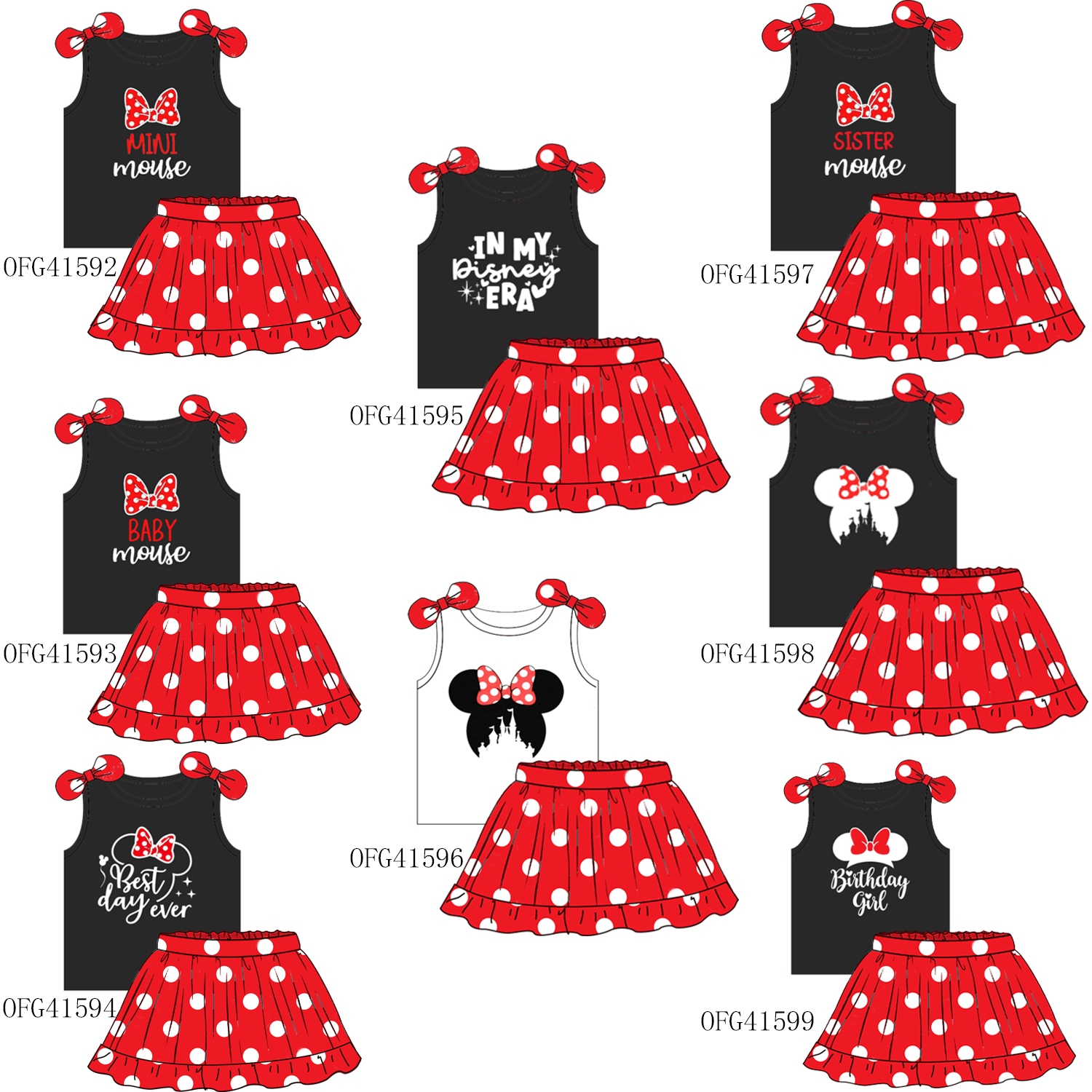 （Pre Order）Girls Summer Mickey Print Skirt Set