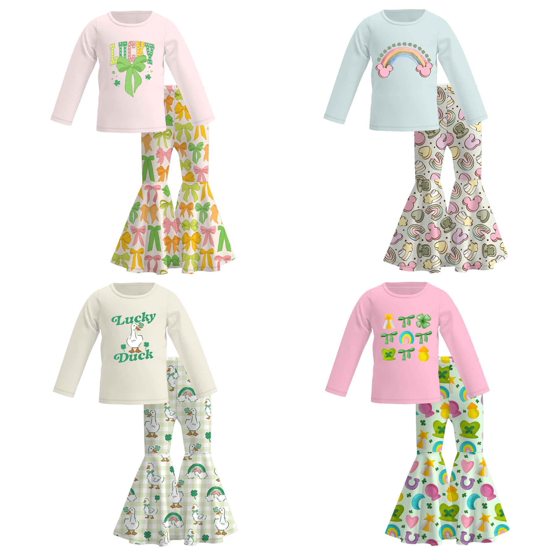 （Pre Order）Girls St.Patrick's Day Shamrock Print Outfit Set