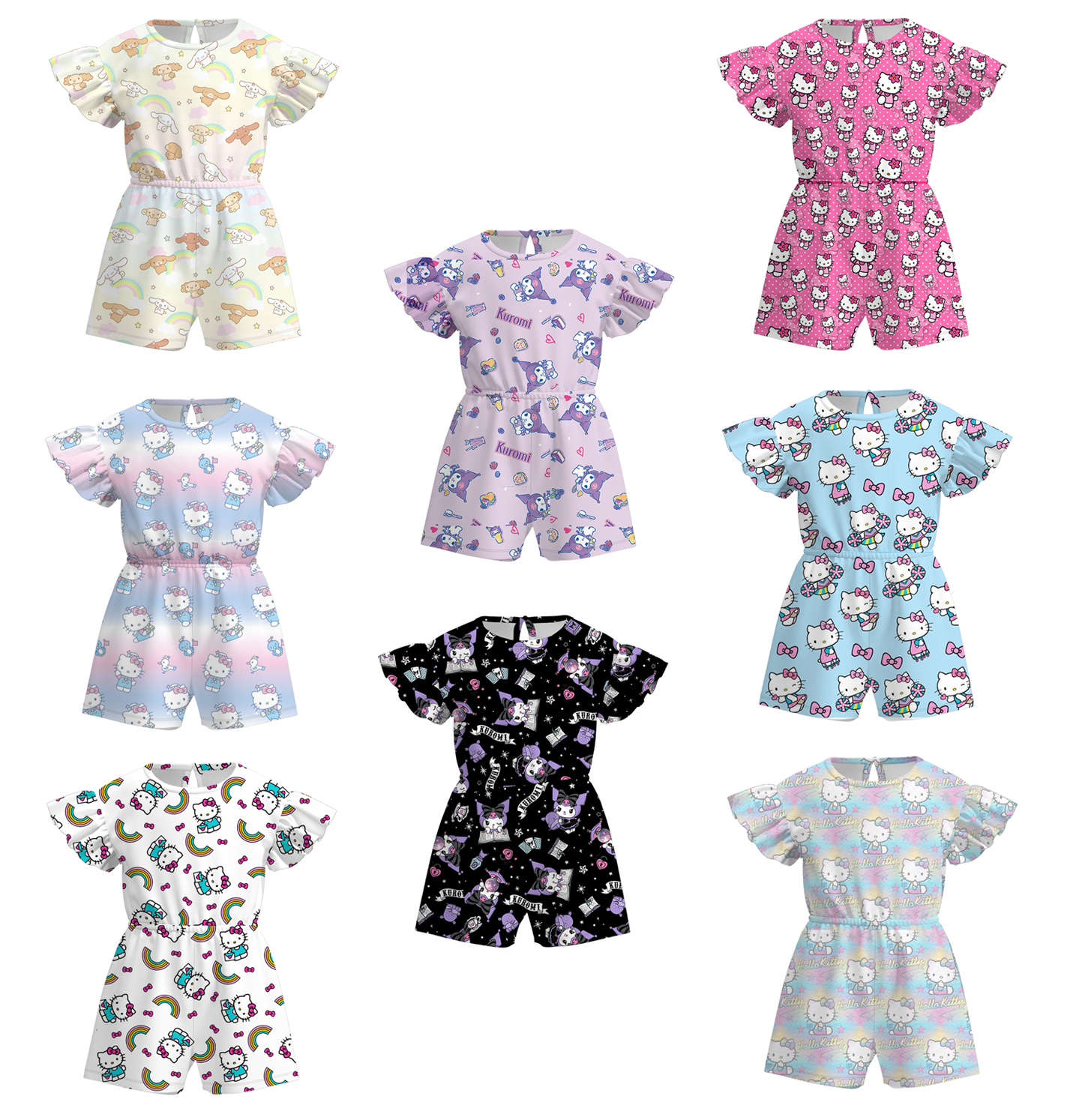 （Pre Order）Girls Summer Sanrio Print Jumpsuit