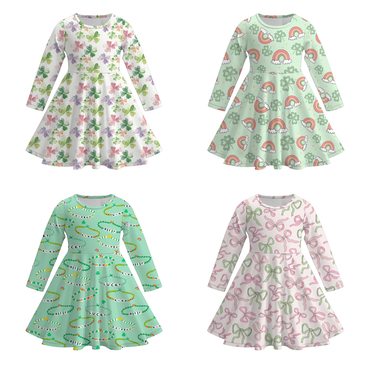 （Pre Order）Girls St.Patrick's Day Shamrock Print Dress