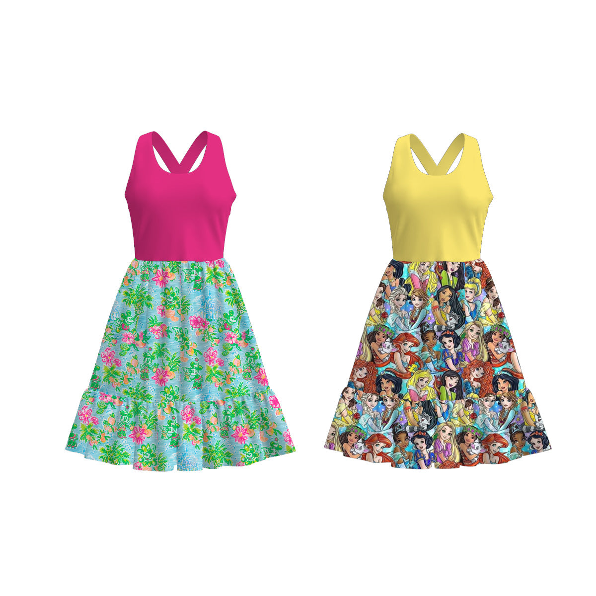 （Pre Order）Adults Spring and Summer Princes＆Floral Print Dress