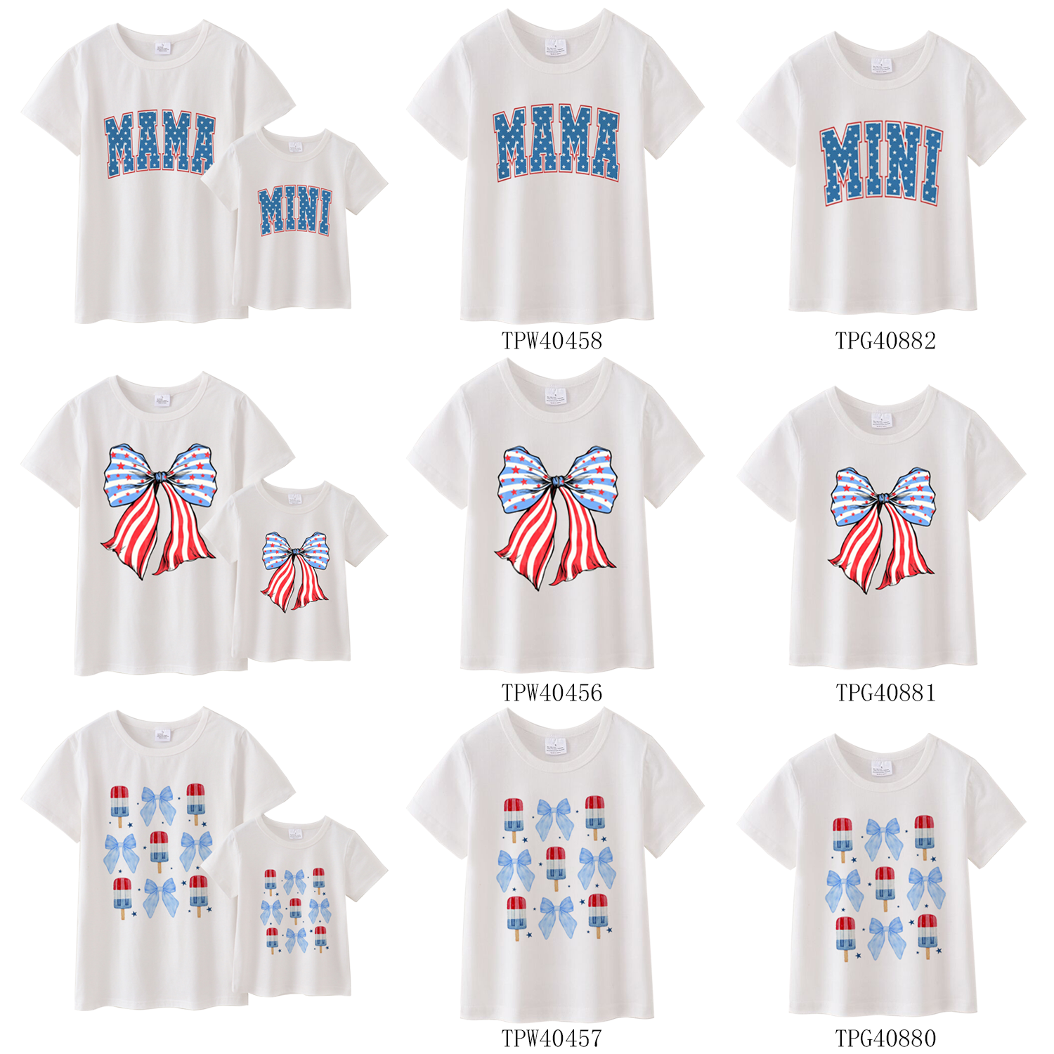 （Pre Order）Patriotic Mommy and Me Short Sleeves Cotton T-Shirts