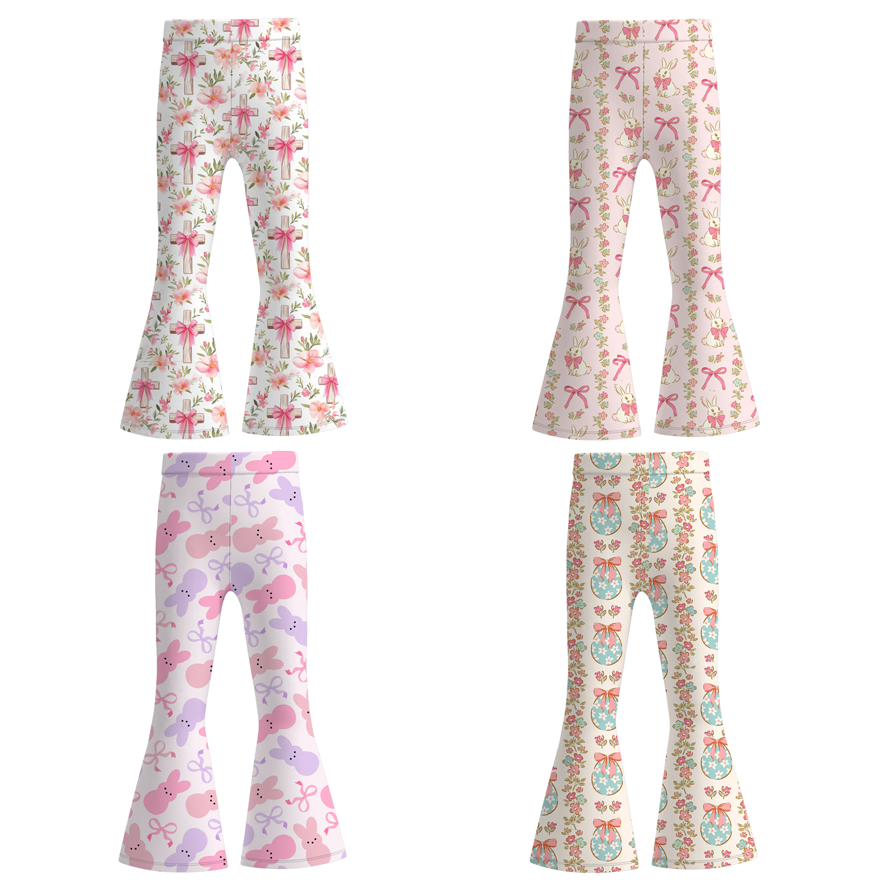 （Pre Order）Girls Easter Bunny Print Bell Pants