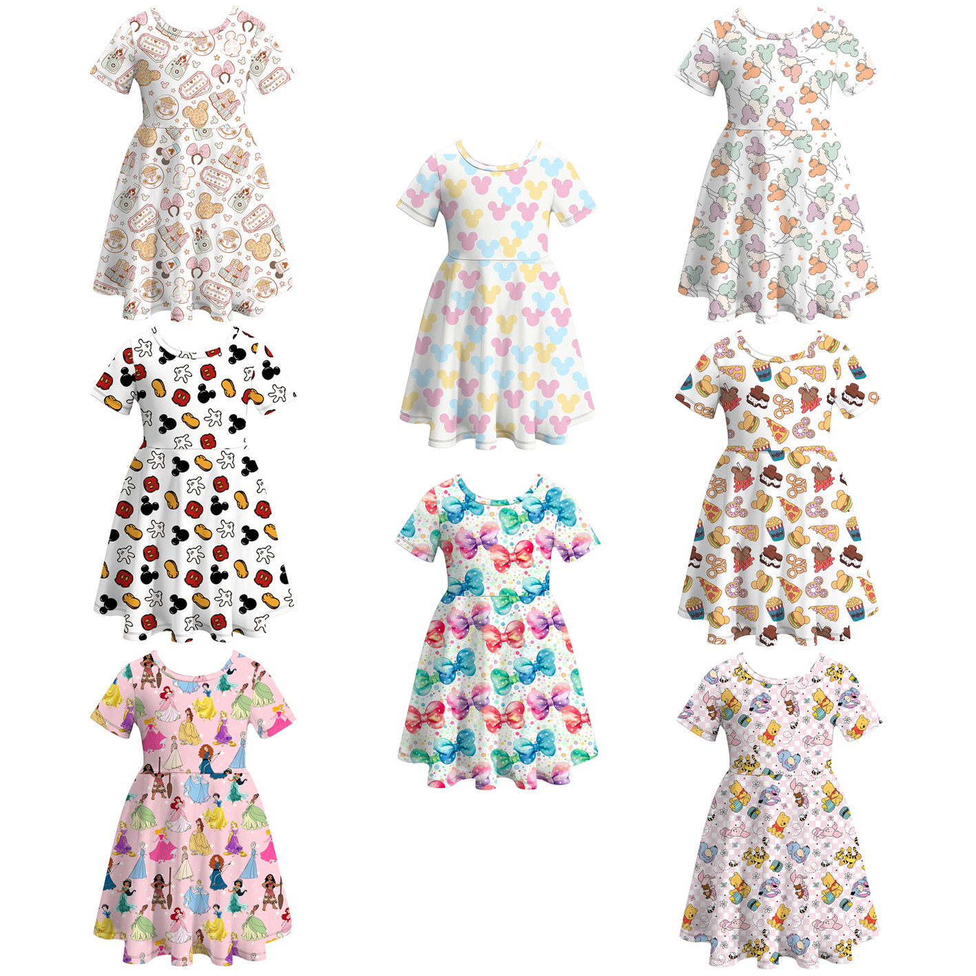 （Pre Order）Girls Summer Cute Cartoon Print Twirl Dress