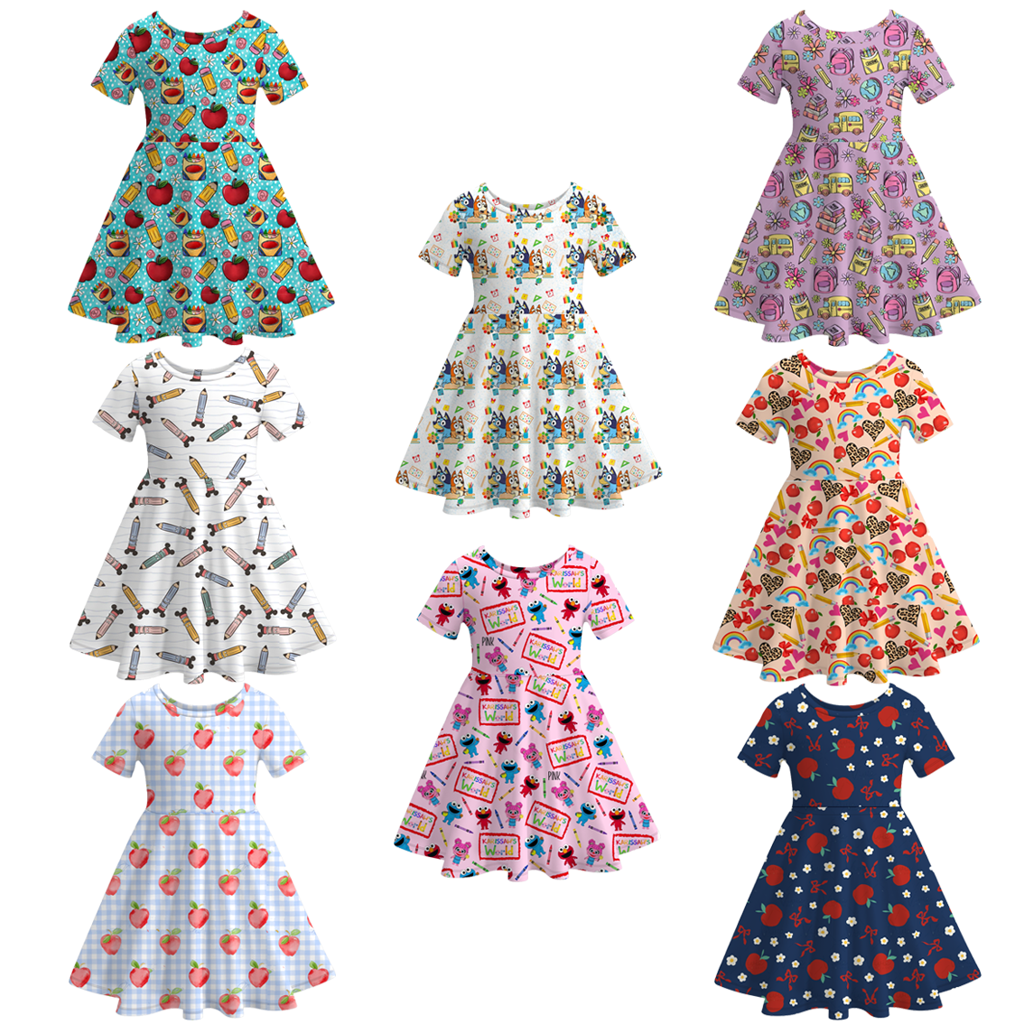 （Pre Order）Girls Back To School Print Dress