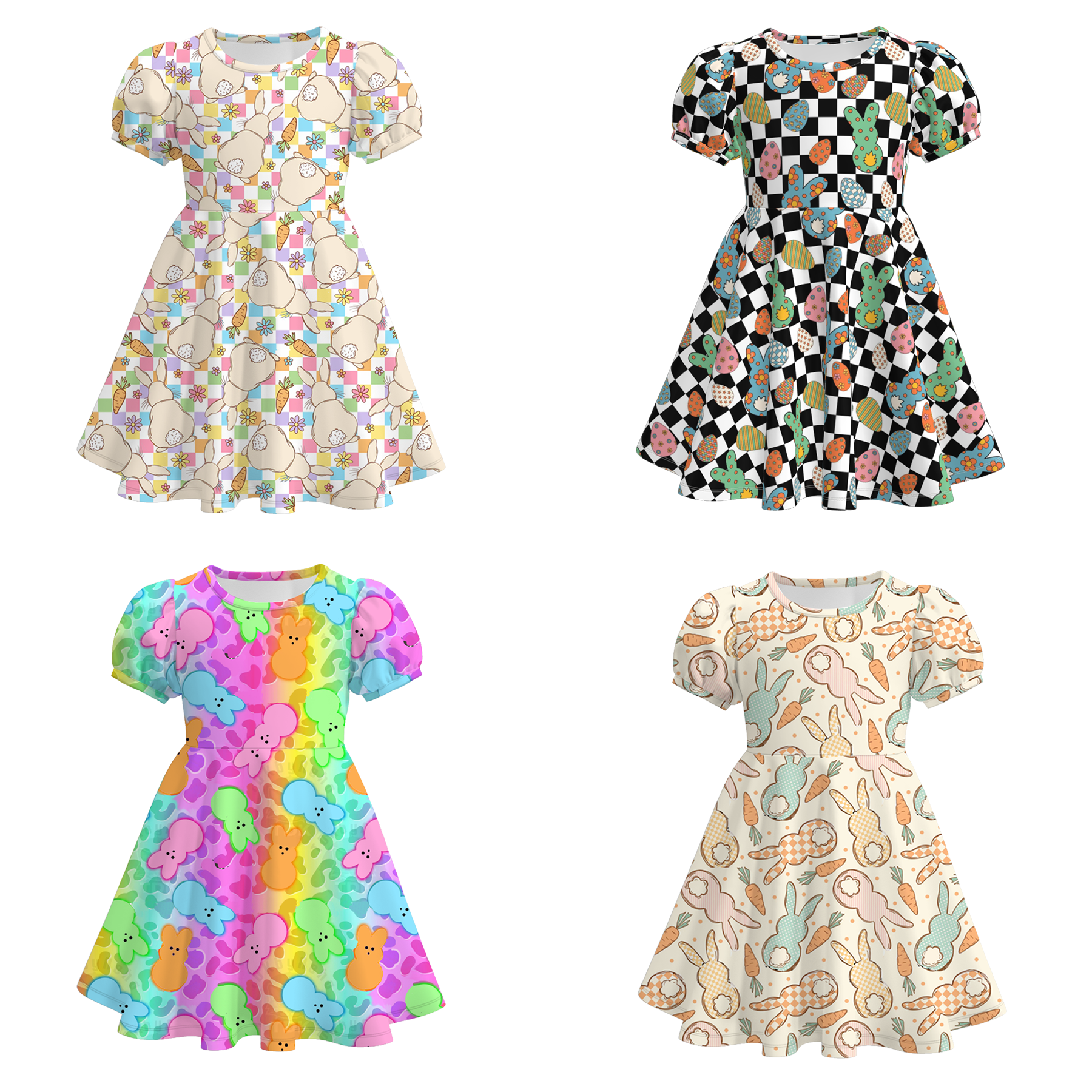 （Pre Order）Girls Easter Bunny Print Dress