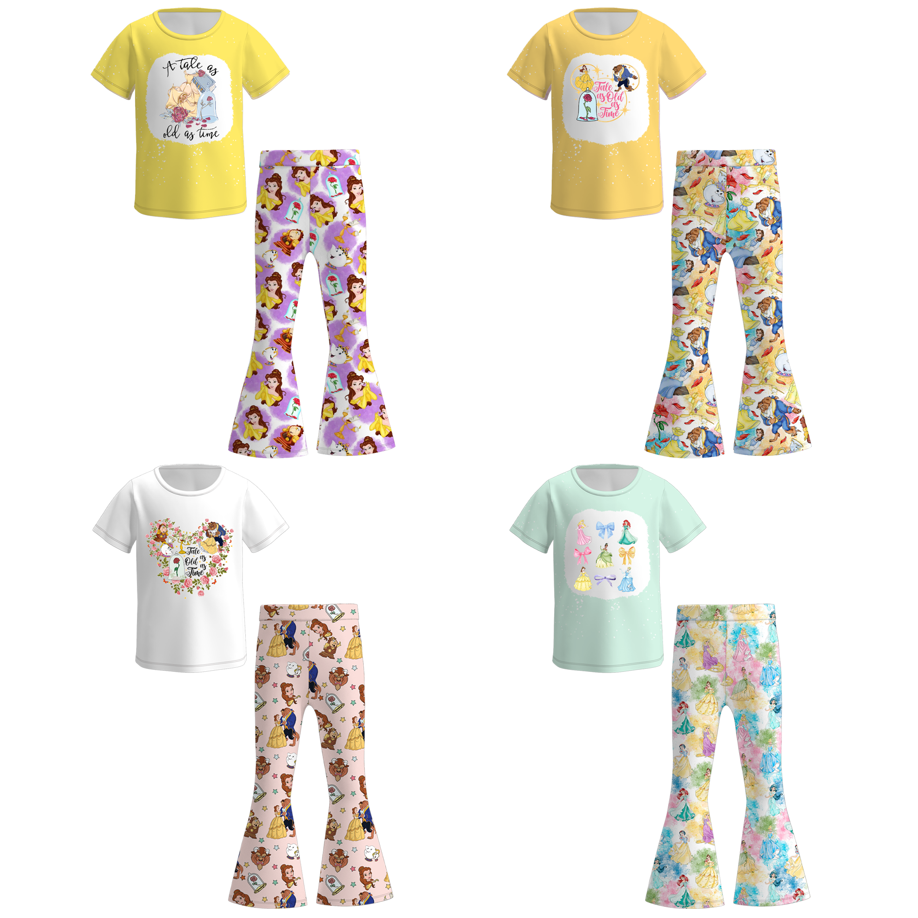 （Pre Order）Girls Spring and Summer Princess Print Outfit Set