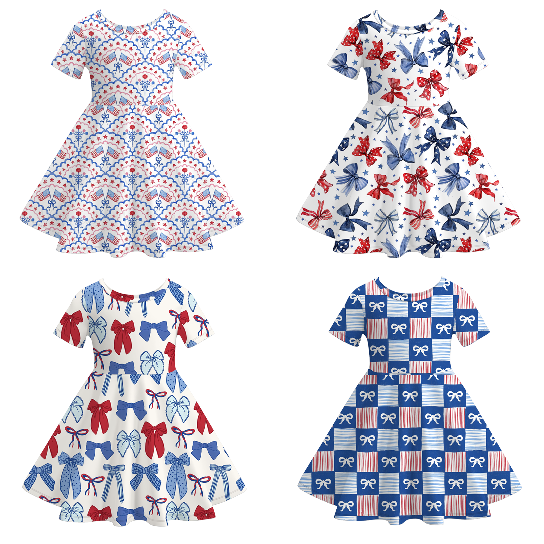 （Pre Order）Girls Patriotic Print Twirl Dress