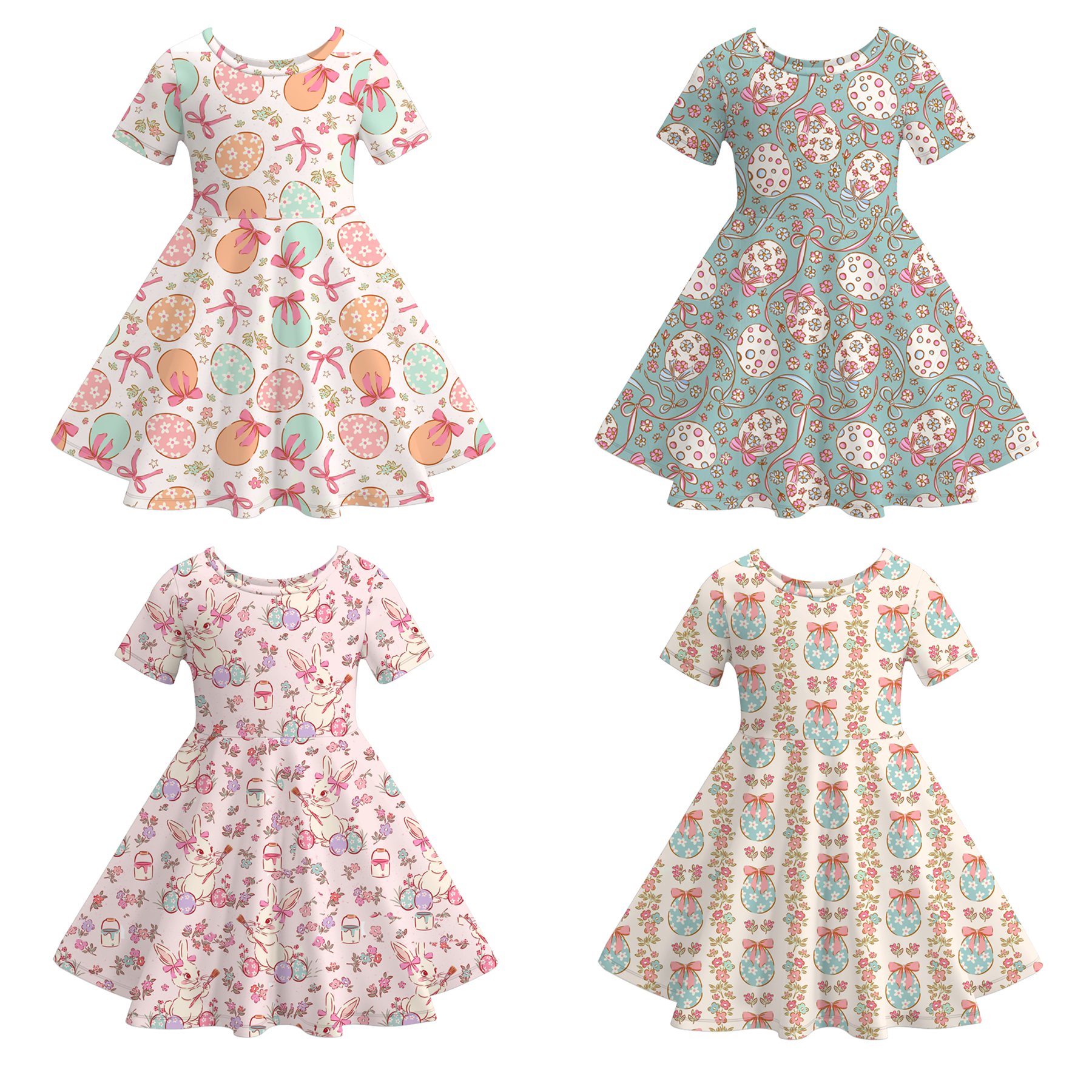 （Pre Order）Girls Easter Bunny Print Dress