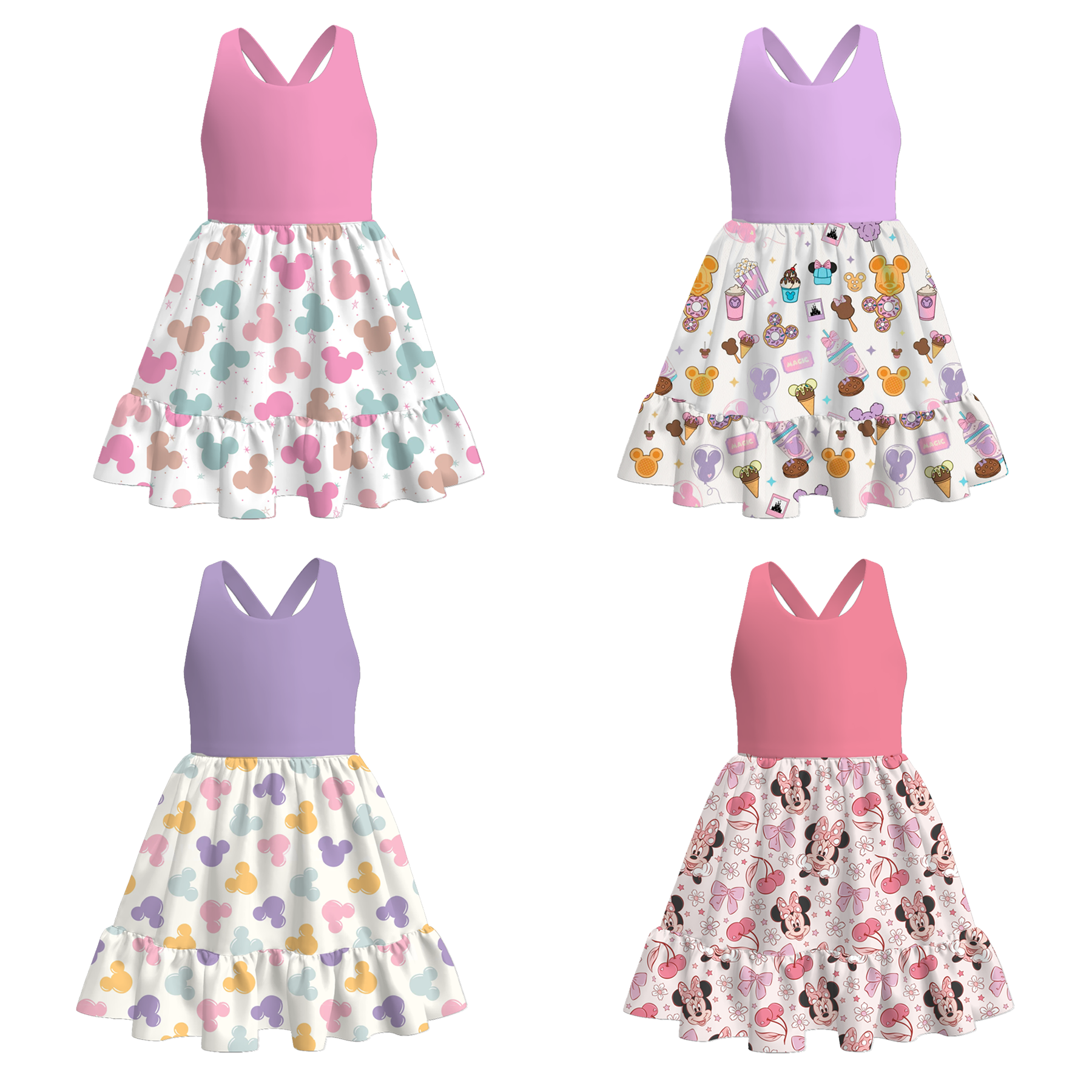 （Pre Order）Girls Spring and Summer Cartoon Character Print Sleeveless Dress