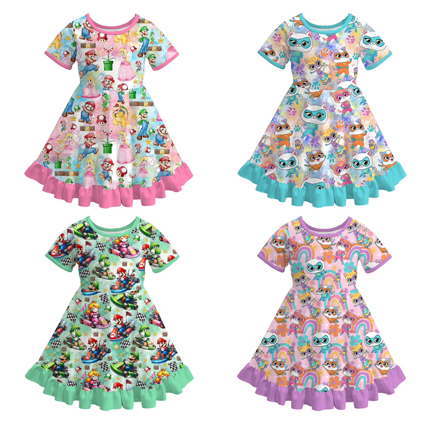 （Pre Order）Girls Spring and Summer Cartoon Print Dress