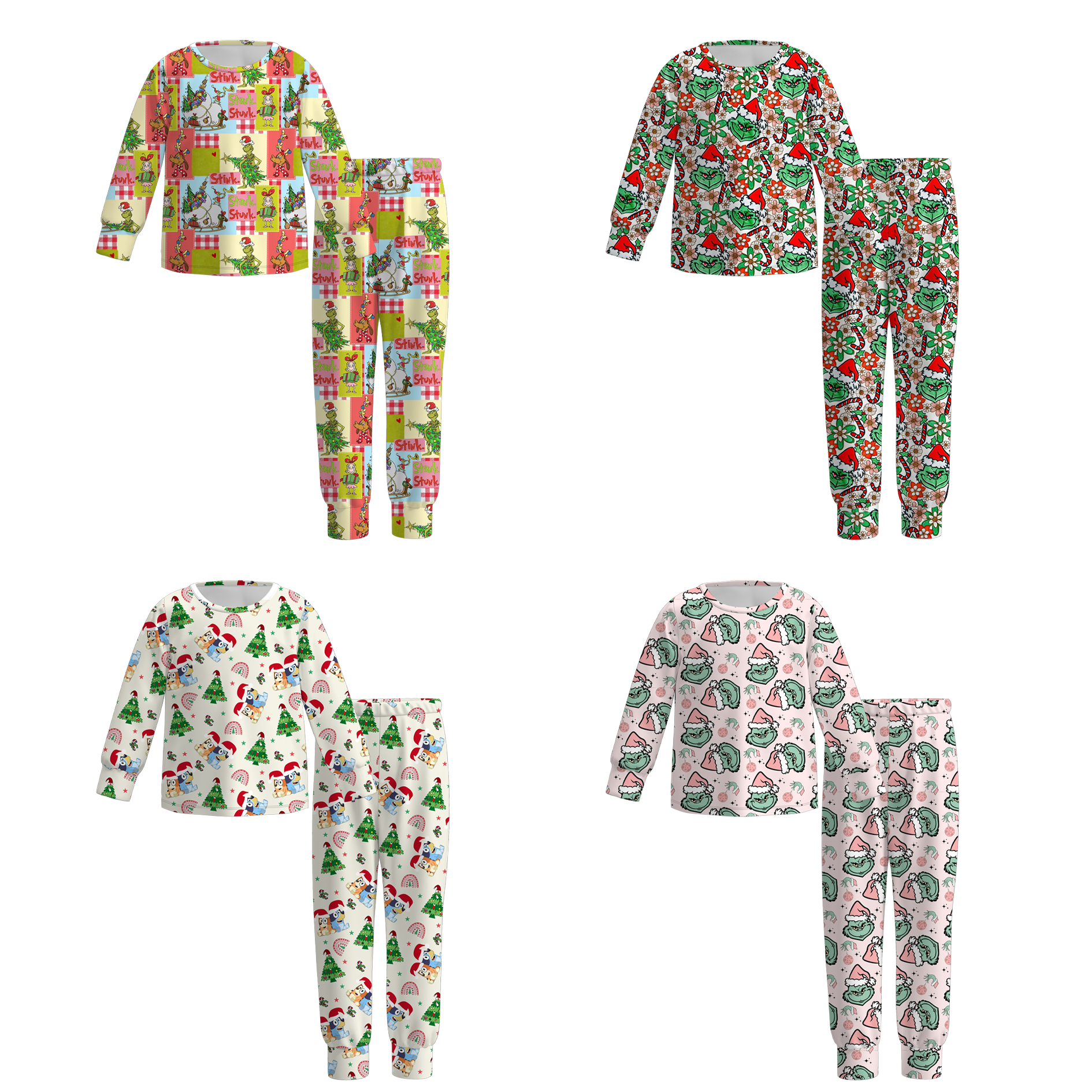 （Pre Order）Girls Christmas Cartoon Print Pajamas