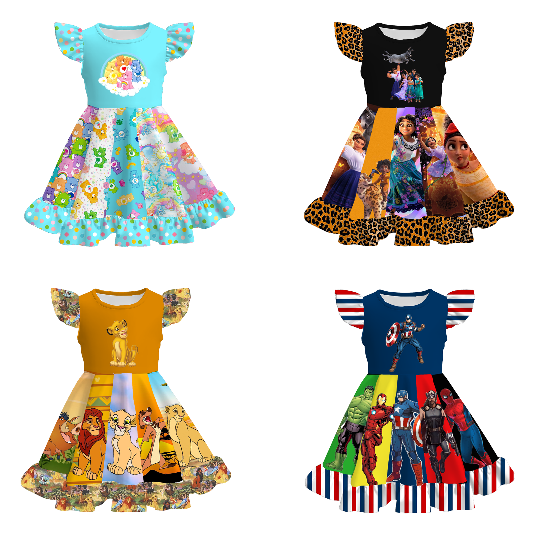 （Pre Order）Girls Spring and Summer Cartoon Character Print Dress