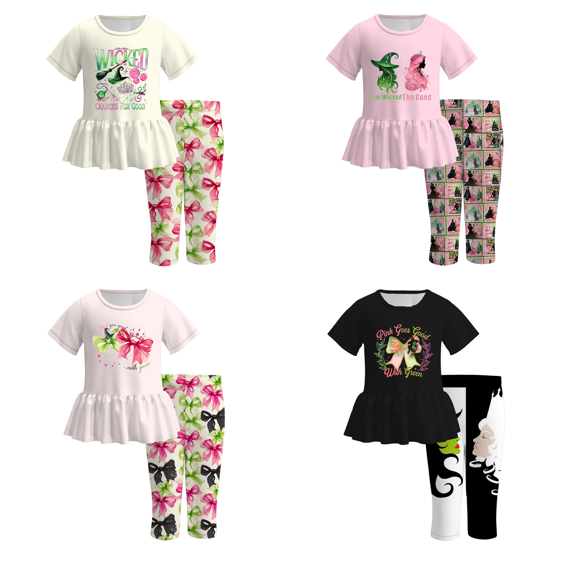 （Pre Order）Girls Spring and Summer Movie Character Print Capris Set