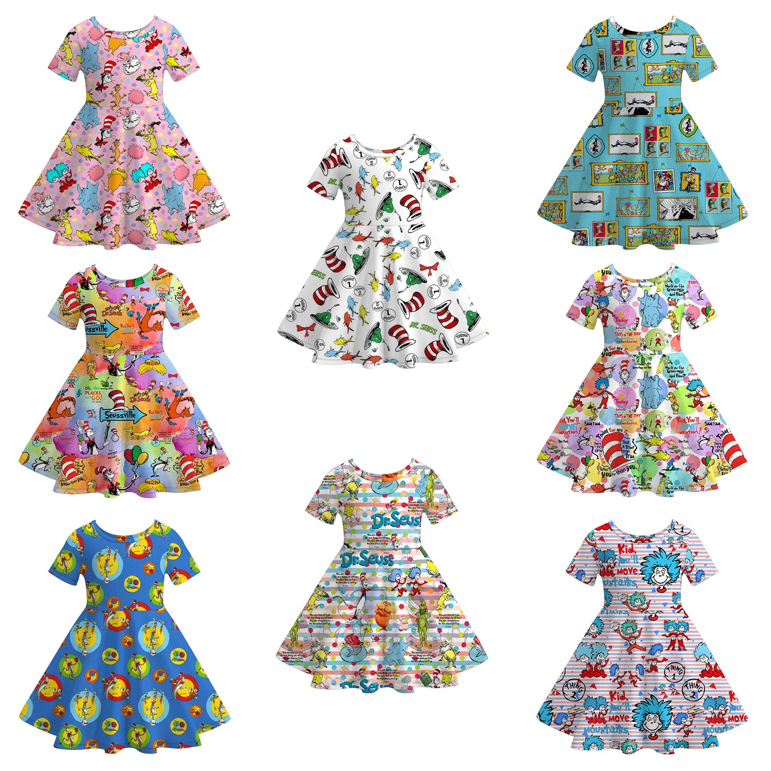 （Pre Order）Girls Spring and Summer DR SEUSS Print Dress