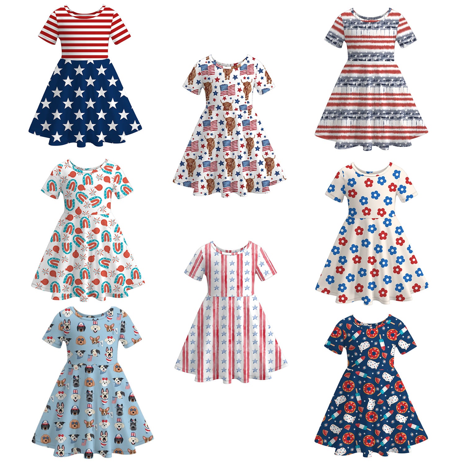 （Pre Order）Patriotic Print Twirl Dress