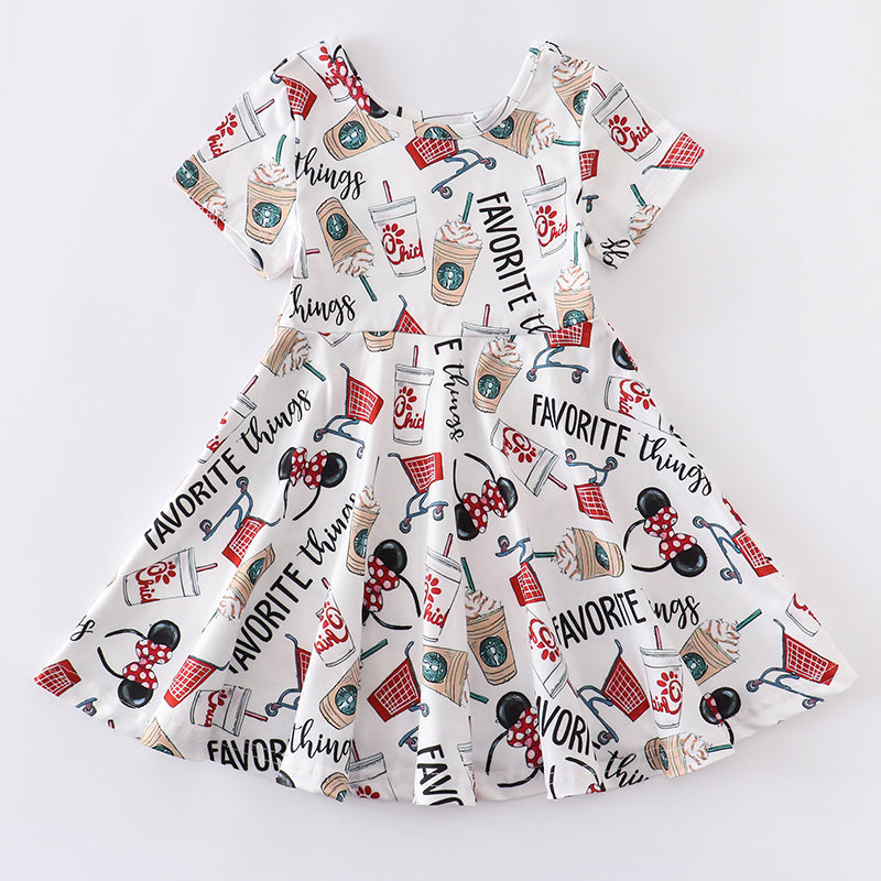 （Pre Order）Girls Summer Cartoon Print Twirl Dress