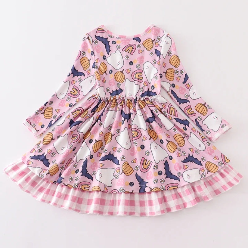 （In Stock G14-01-01）Girls Halloween Print Dress