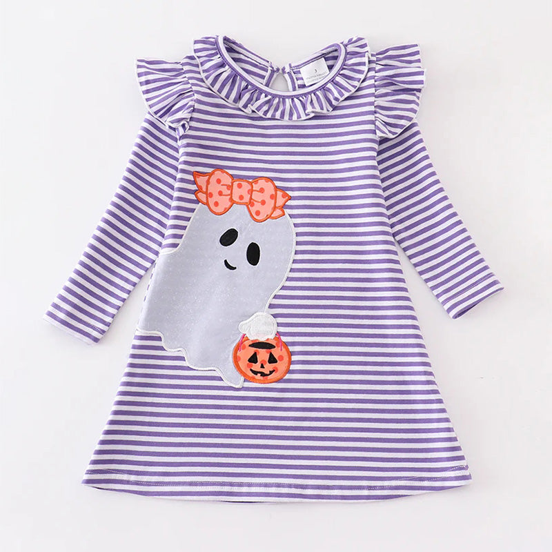 （In Stock E31-03-03）Girls Halloween Applique Dress