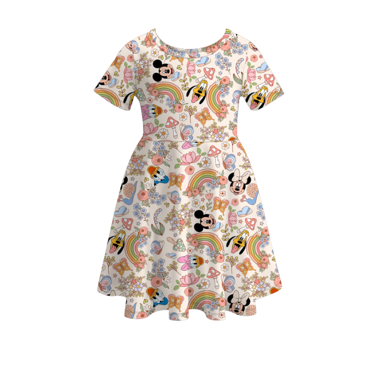 （Pre Order）Girls Cute Character Print Twirl Dress