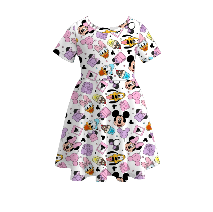 （Pre Order）Girls Cute Character Print Twirl Dress