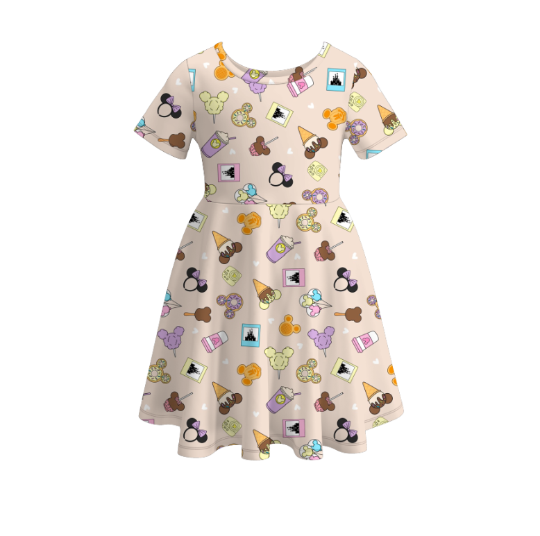 （Pre Order）Girls Cute Character Print Twirl Dress