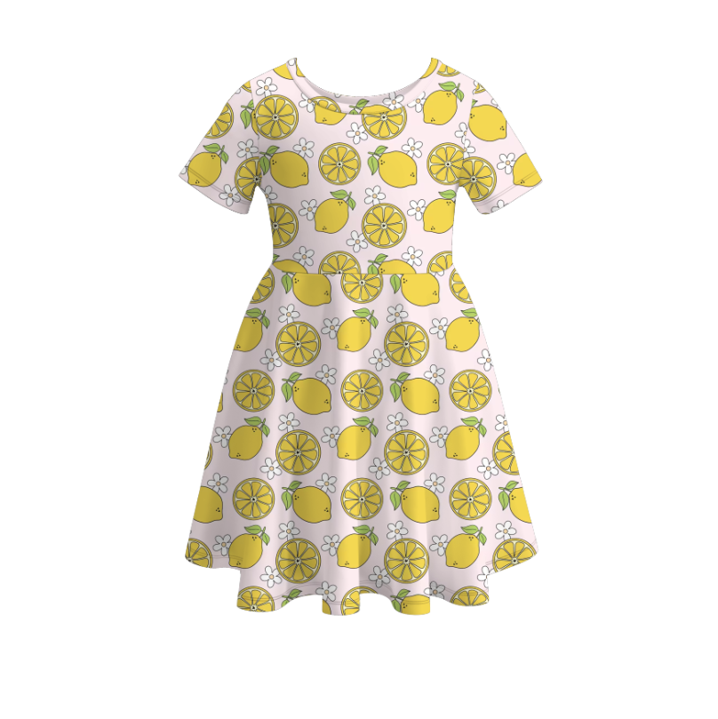 (Pre Order)Girls Lemon Flower Ballet Print Twirl Dress