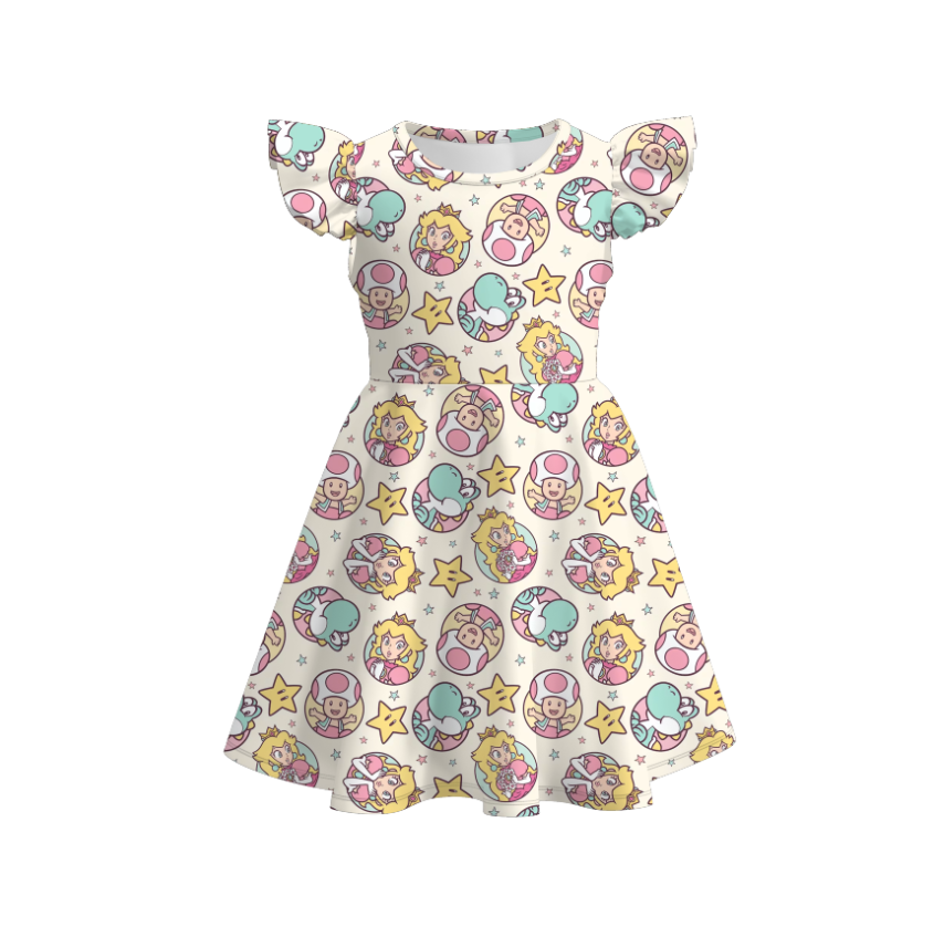 （Pre Order）Girls Character Print Flying Sleeves Dress