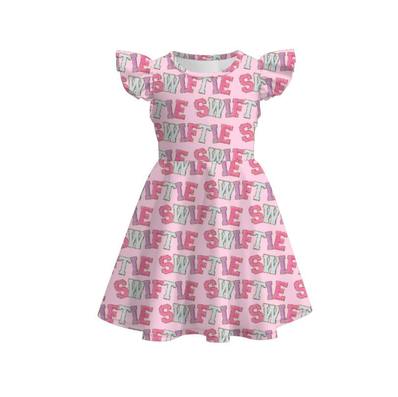 （Pre Order）Girls Character Print Flying Sleeves Dress