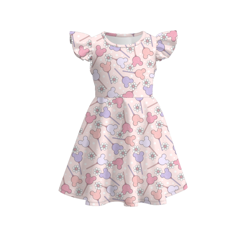 （Pre Order）Girls Character Print Flying Sleeves Dress