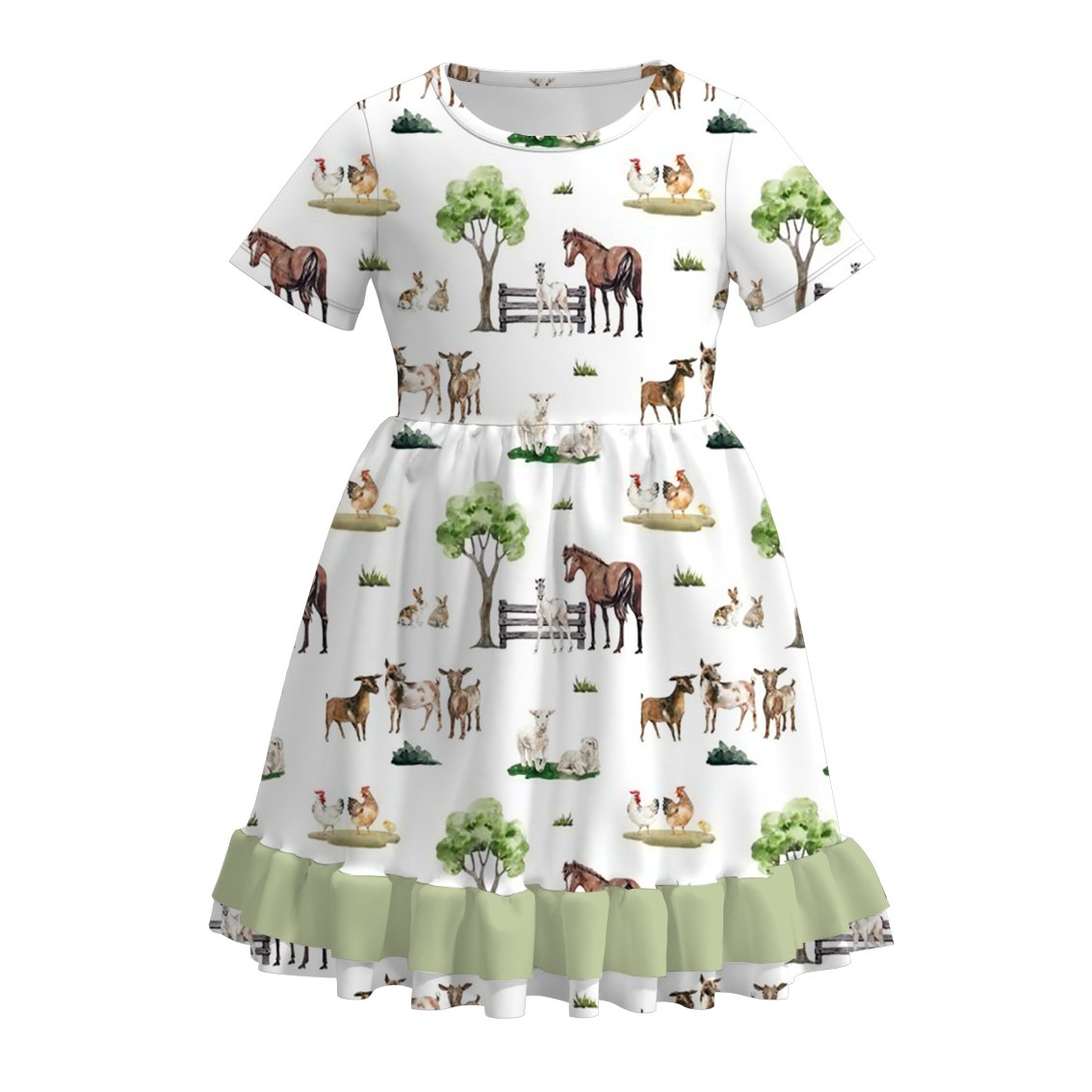 (Pre Order)Summer Girls Farm Ruffled Dress