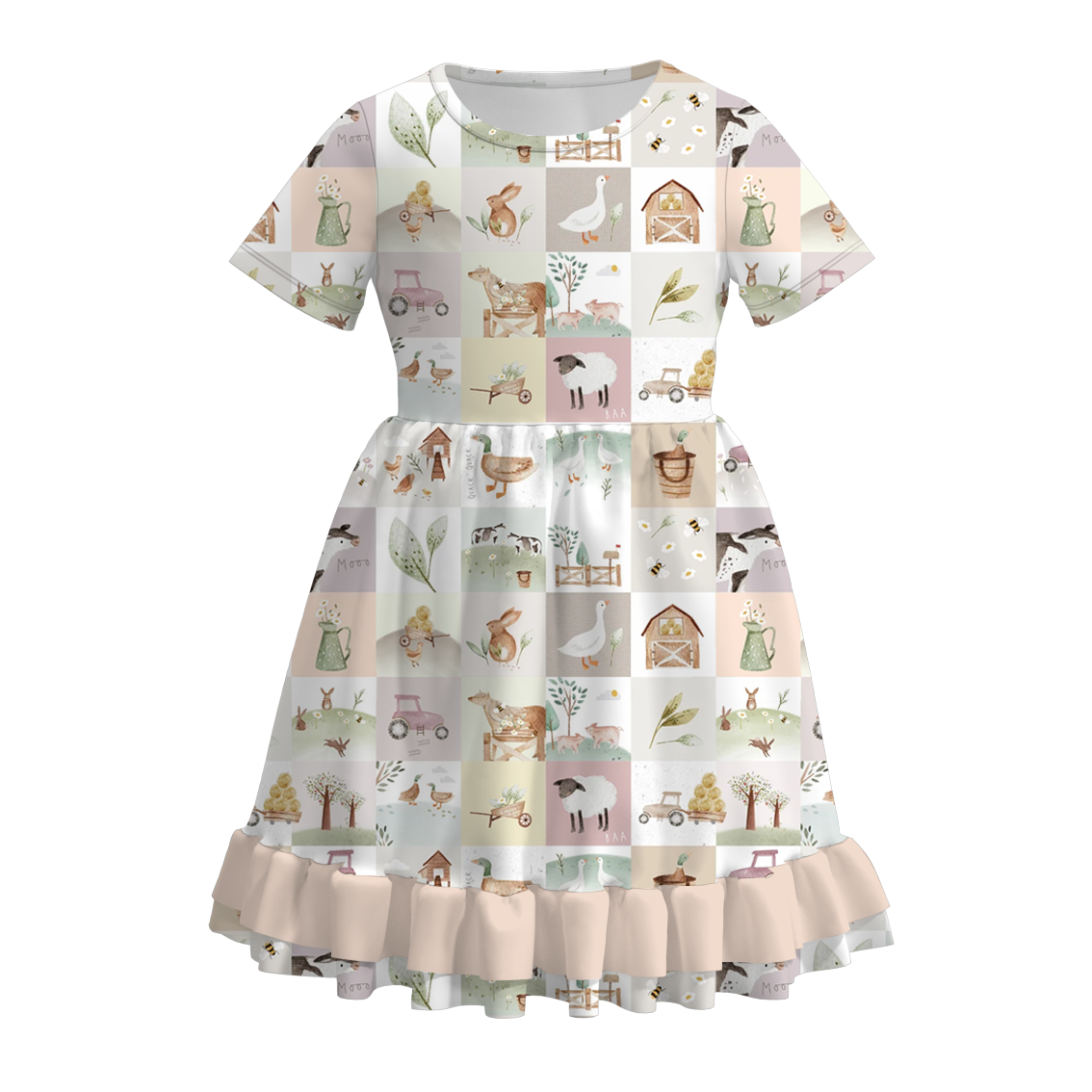 (Pre Order)Summer Girls Farm Ruffled Dress