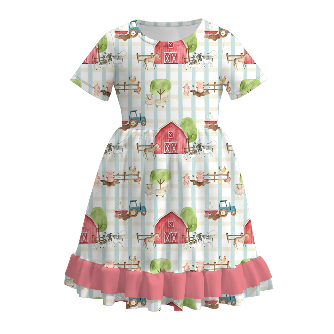 (Pre Order)Summer Girls Farm Ruffled Dress