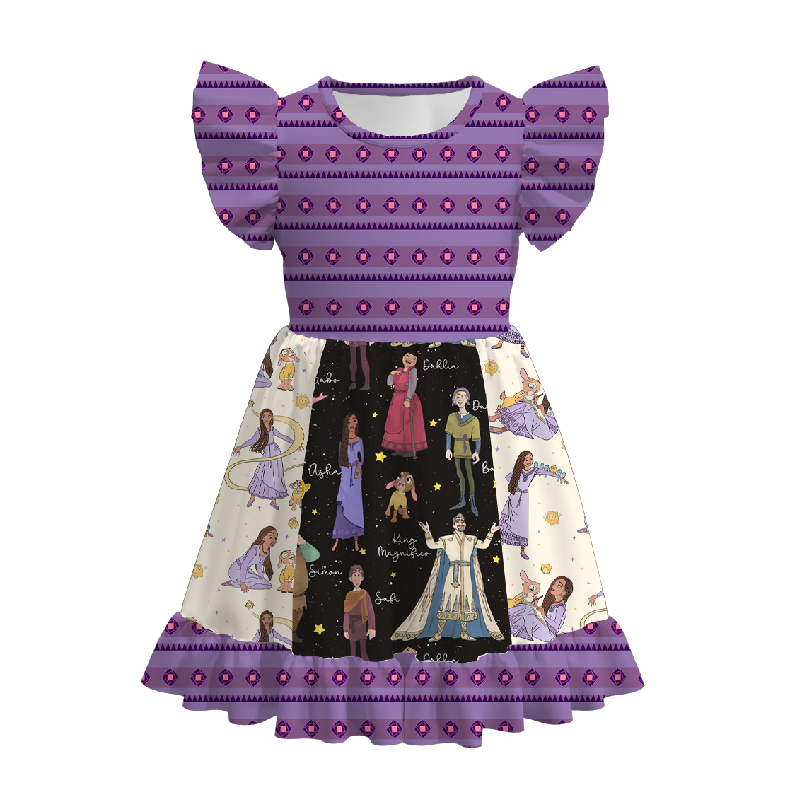 (Pre Order)Exclusived Summer Girls' "Wish" Cartoon Print Trendy Dress